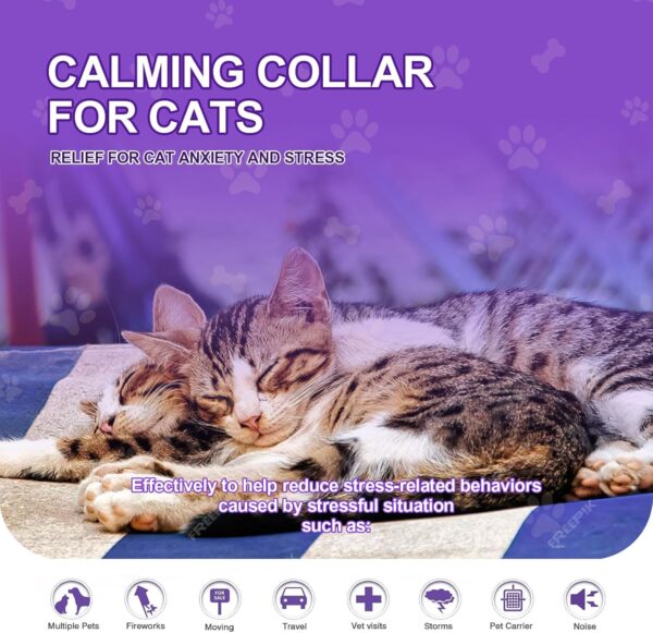 Calming Collar for Cats, 4 Pack Cat Calming Collar, Effective Relief Ancxiety Stress Cat Pheromone Collar, Water-Resistant & Adjustable Cat Calming Collar Fits Cats, Orange - Image 3