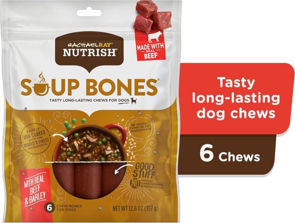 Rachael Ray Nutrish Soup Bones Dog Treats, Beef & Barley Flavor, 6 Bones - Image 2