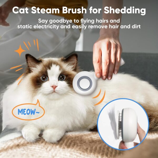 Pet Steam Brush, Cat & Dog Brush for Shedding, Cat Steam Brush, Cat Hair Brush, Steam Brush for Cats, Steam Cat Brush with Release Button and Tank - Image 6