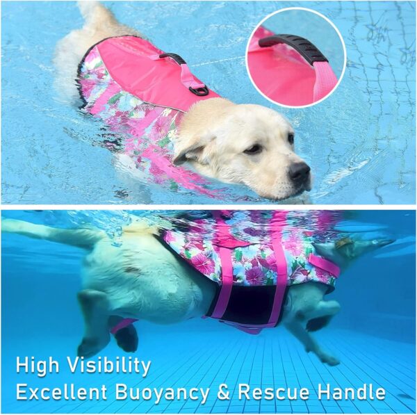 Hawaiian Sports Style Dog Life Jacket - Dog Life Vest with Rescue Handle for Swimming Boating and Adjustable Puppy Life Jacket - Ripstop Life Jackets for Small Medium Large Dogs - Image 2