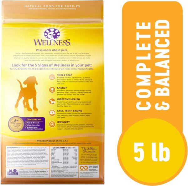 Wellness Complete Health Dry Puppy Food, Chicken, Salmon & Oatmeal, 5-Pound Bag - Image 2