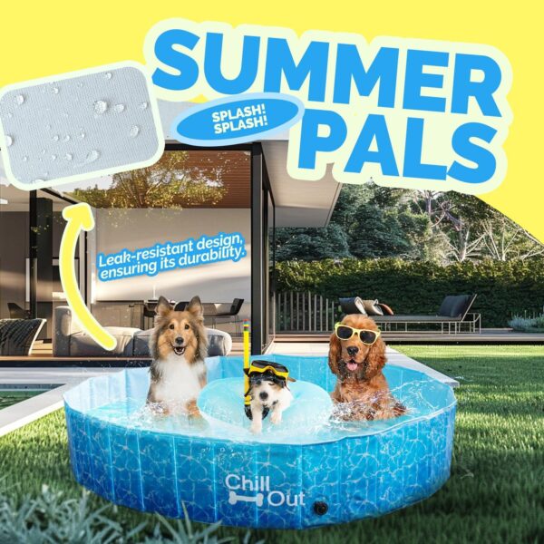 ALL FOR PAWS 63" Dog Pool for Large Dog Dog Swimming Pool Foldable Pool Dog Tub Outdoor Pool with MDF Board Inside and Anti-Skid Inner Layer Suitable for Dog - Image 3