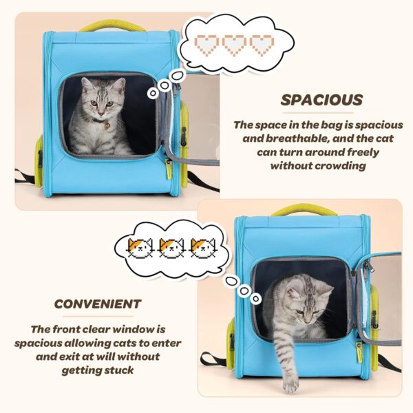 Cat Backpack Breathable Pet Carrier for Cats and Small Dogs, Light Sky Blue - Image 5