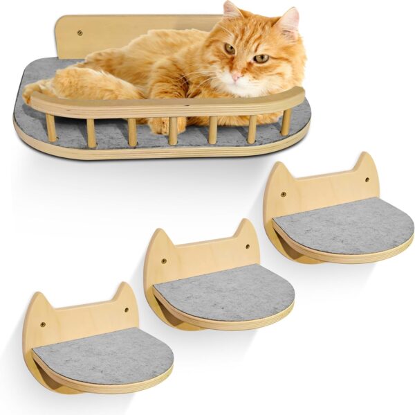 Large Cat Wall Shelves + 3 Cat Wall Steps, Cat Tree, Cat Corner Shelf, Cat Shelf, Cat Bed, Cat Scratcher, Cat Wall Furniture, Cat Wall Shelf, Cat Window Perch, Cat Hammock, Cat Scratching Post