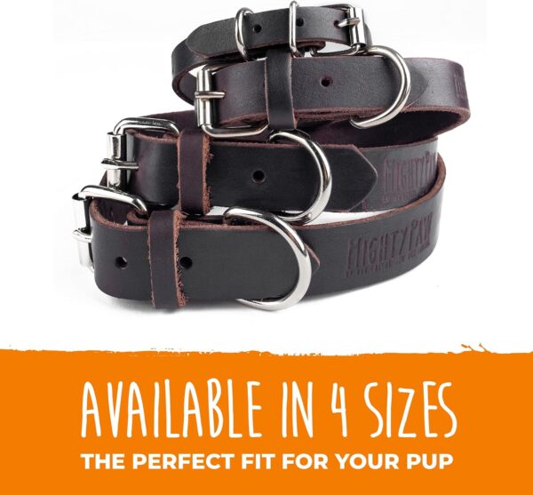 Mighty Paw Leather Dog Collar - Distressed Genuine Material - Strong Metal Buckle - Ultimate Comfort - Soft Dog Collar for All Dog Breeds - Leather Pet Collar - Heavy Duty Dog Collar - Small (Brown) - Image 6