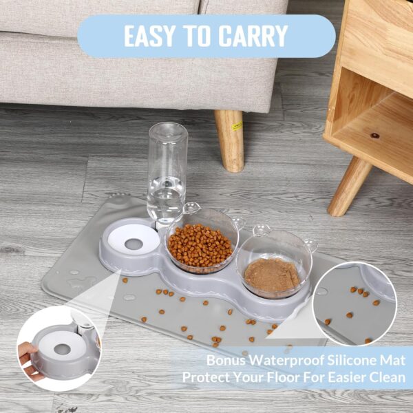 Cat Food and Water Bowl Set, Cat Food Bowls with Automatic Water Bottle and Pet Bowl Mat Scoop Elevated Wet and Dry Food Dish Feeder and Water Dispenser for Kitten and Puppy Small Dogs - Image 6