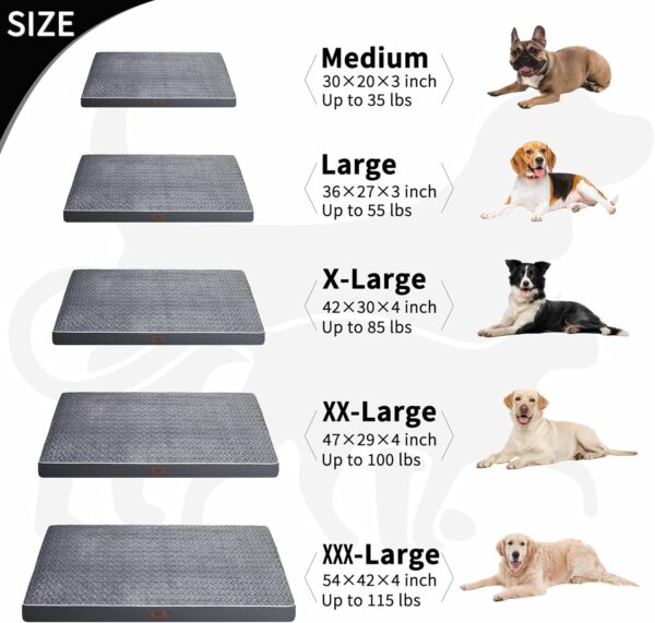 Dog Crate Bed Waterproof Dog Beds with Removable Washable Cover, Flannel Plush Orthopedic Dog Beds for Large Dogs, Anti-Slip Bottom Pet Sleeping Mattress for Large Dogs - Image 5