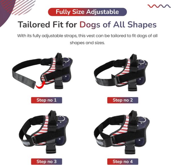 Dog Harness for Medium Large Sized Dogs, No-Pull Dog Vest, Heavy-Duty Dog Harness with Handle - Adjustable Chest Strap with Buckle, Stainless Steel D-Ring, Breathable Material (Flag, M) - Image 8