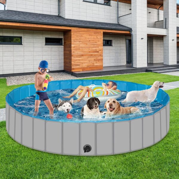 Dog Pool for Large Dogs, Plastic Pool for Dogs, Dog Bathtub Portable, Foldable Pool for Dogs Slip-Resistant (47.2''x 12'') - Image 7