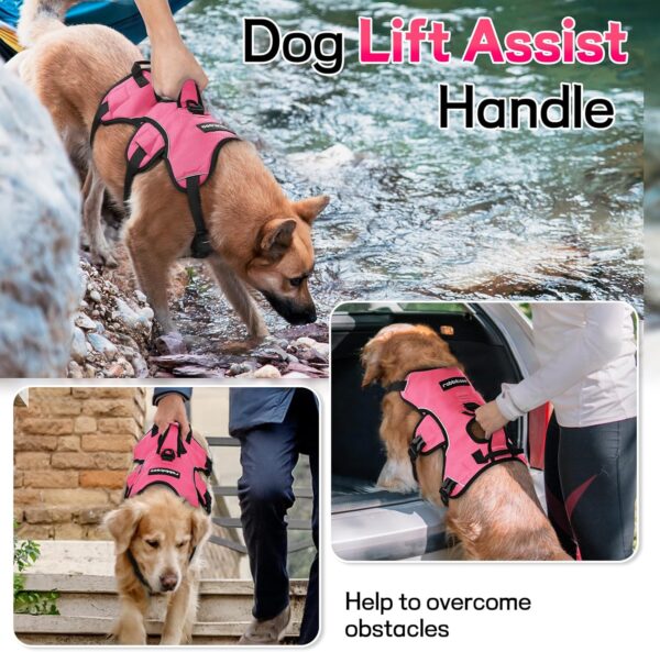 rabbitgoo Escape Proof Dog Harness, Soft Padded Full Body Pet Harness, Reflective Adjustable No Pull Vest with Lift Handle and Leash Clip for Large Dogs Walking Hiking Training, L, Pink - Image 4