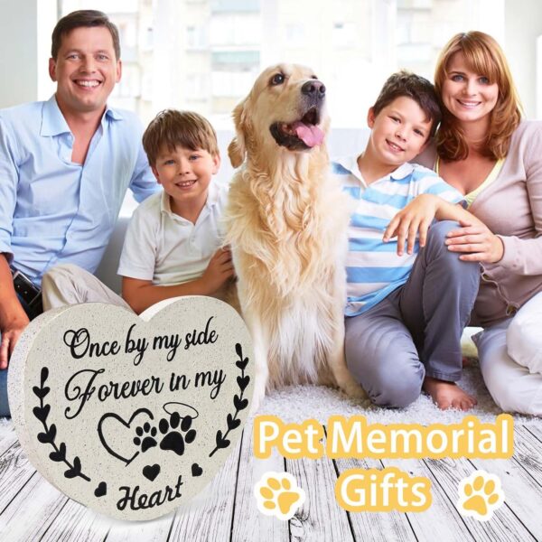 Pet Memorial Stones for Dogs, Garden Resin Dog Memorial Gifts for Loss of Dog, Heart-Shaped Loss of Dog Sympathy Gift, Once by My Side Forever in My Heart Cat Memorial Stones - Image 2