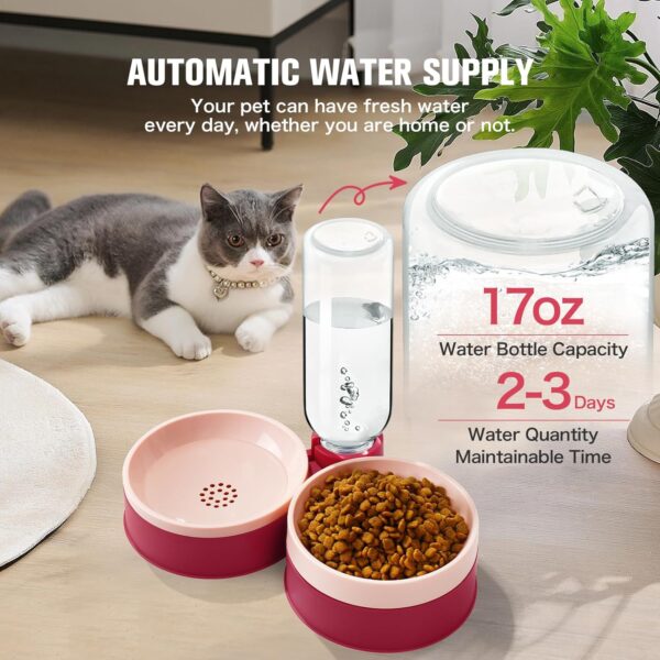 Cat Food Bowl, Cat Bowls Whisker Friendly with Water Dispenser for Cats and Small Dogs - Image 2