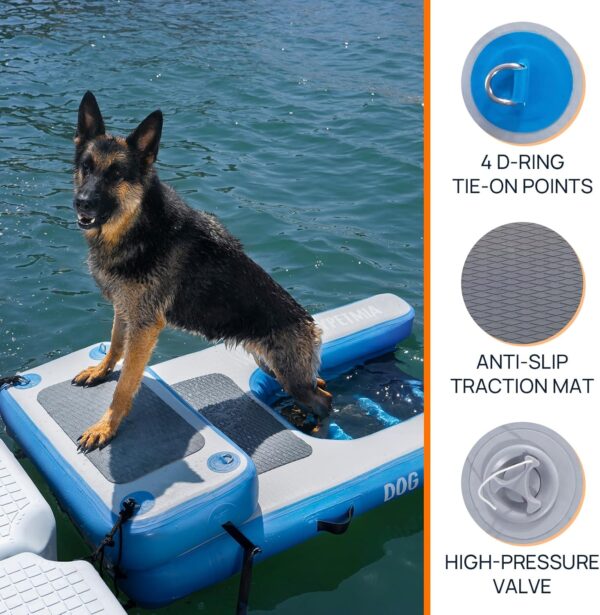 Dog Water Ramp, Inflatable Dog Float Floating Ramp Ladder for Pools Boats Docks | Dog On Water Ladder Steps | for Swimming Pets Up to 240 Pounds (Blue (Boost Step)) - Image 5