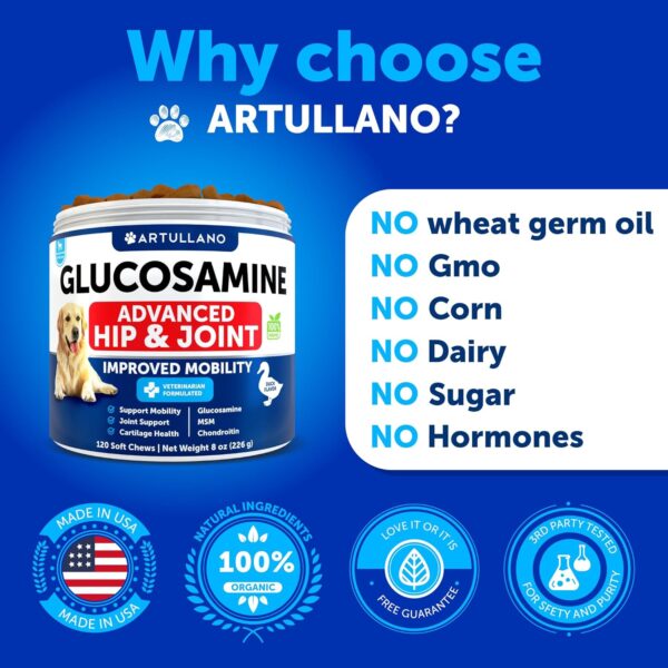 Glucosamine for Dogs - Hip and Joint Supplement for Dogs - Glucosamine Chondroitin For Dogs, Turmeric, MSM - Dog Glucosamine Support - Dog Joint Pain Relief Health - Mobility Treats - 120 Chews - Image 6