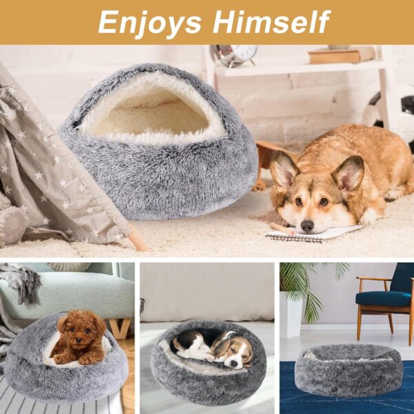 Dog Beds for Small Dogs, Cat Bed Cave, Washable Cute Cat Bed, Cozy Nook Pet Bed for Dogs or Cats, Anti-Slip Puppy Bed for Small Medium Pets (Grey, 20" x 20") - Image 7