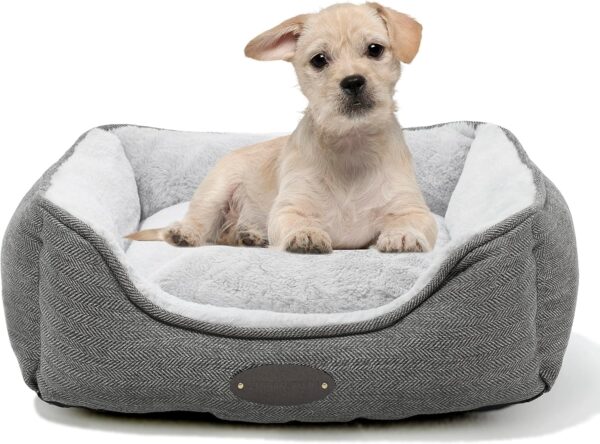 Dog Bed for Small Dogs,Cat Bed,Puppy Kennel Bed,Deluxe Plush Dog Crate Beds,Comfy Durable Pet Sleeping Bed, Washable Rectangular Dog Bed & Non-Slip Bottom, Grey