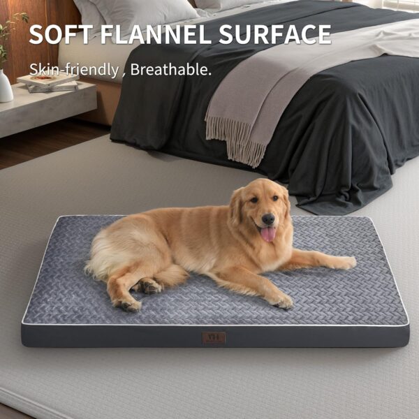 Dog Crate Bed Waterproof Dog Beds with Removable Washable Cover, Flannel Plush Orthopedic Dog Beds for Large Dogs, Anti-Slip Bottom Pet Sleeping Mattress for Large Dogs - Image 3