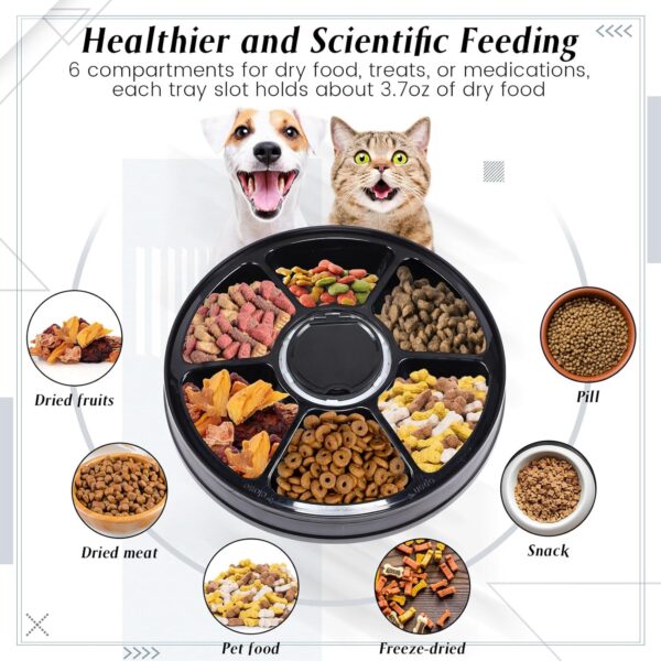 Hushee 2 Pcs Automatic Feeder 6 Meal Dry Food Automatic Pet Feeder Programmable Timed Dog Feeder with Voice Reminder Removable Automatic Cat Feeder Battery Power Supply Auto Feeder for Cats Small Dogs - Image 5