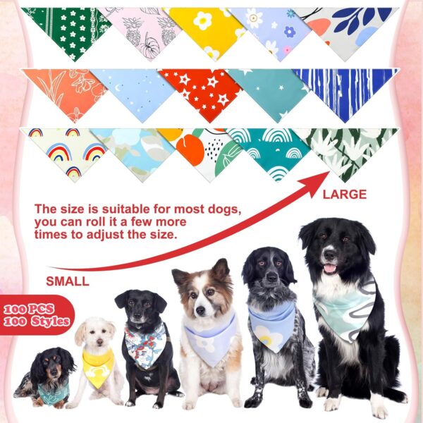 100 Pcs Boho Dog Bandanas Bulk Pet Bandanas Dog Bandanas Bibs Triangle Dog Scarf Colorful Pet Dog Bandanas for Medium Large Dog Groomers Birthday Gifts Supplies Summer Costume Decoration - Image 3