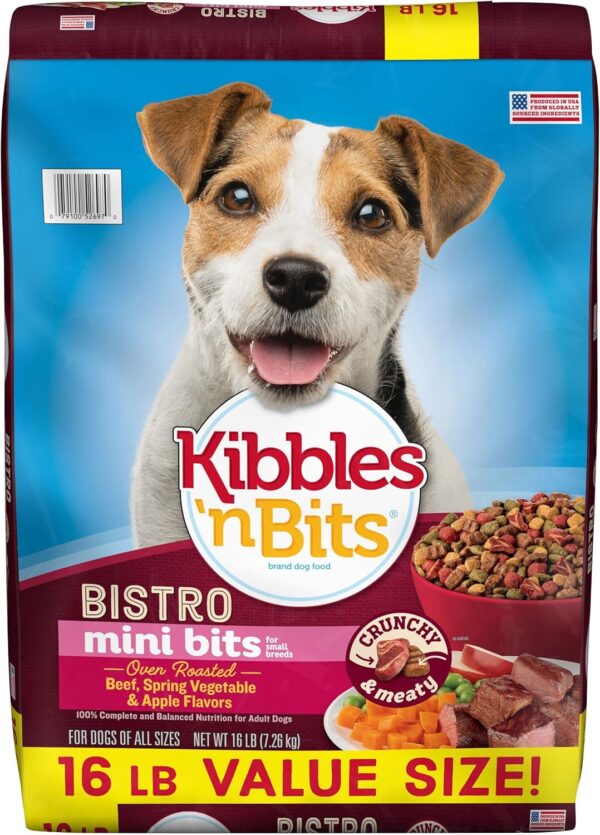 Kibbles 'n Bits Bistro Mini Bits Small Breed Oven Roasted Beef Flavor Dry Dog Food, 16 Pound Bag