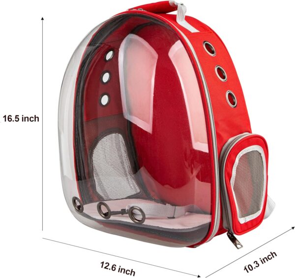 Cat Backpack Carrier Bubble Bag, Transparent Space Capsule Pet Carrier Dog Hiking Backpack, Small Dog Backpack Carrier for Cats Puppies Airline Approved Travel Carrier Outdoor Use Red - Image 2