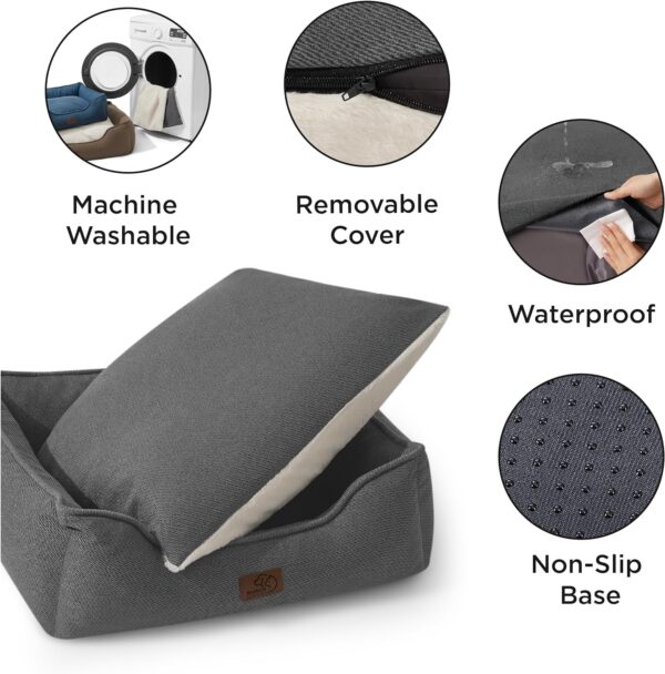 Bedsure Washable Dog Bed for Medium Dogs - Waterproof All-Season Foam Puppy Beds, Orthopedic Rectangle Cuddle Indoor Cat Beds with Removable Zipper Cover, 30x24x9inches, Grey - Image 4