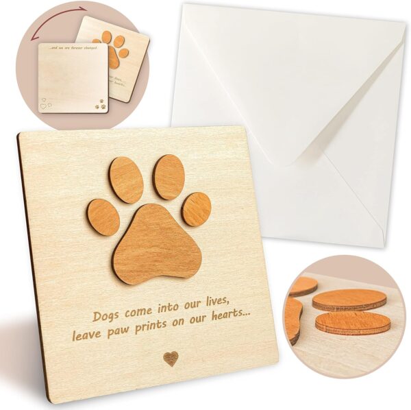 Sympathy Card for Loss Of Pet Dog - Loss Of Dog Sympathy Card, Pet Sympathy Cards for Dogs, Dog Death Sympathy Gifts, Dog Remembrance Gift, Wood Dog Memorial Gifts for Pet Loss Card