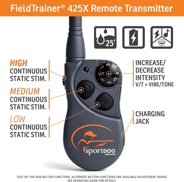 SportDOG Brand FieldTrainer 425X Remote Trainer - 500 Yard Range - Waterproof, Rechargeable Dog Training Collar with Static, Vibrate, and Tone - Image 3