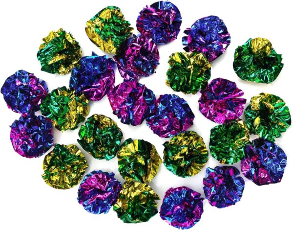 CHIWAVA 45PCS 1.6'' Mylar Balls Cat Toy Shiny Crinkle Ball Kitten Crackle Lightweight Play Assorted Color - Image 7