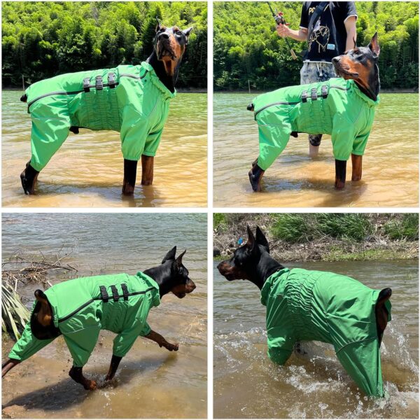 Dogs Waterproof Jacket, Lightweight Waterproof Jacket Reflective Safety Dog Raincoat Windproof Snow-proof Dog Vest for Small Medium Large Dogs Green M - Image 5