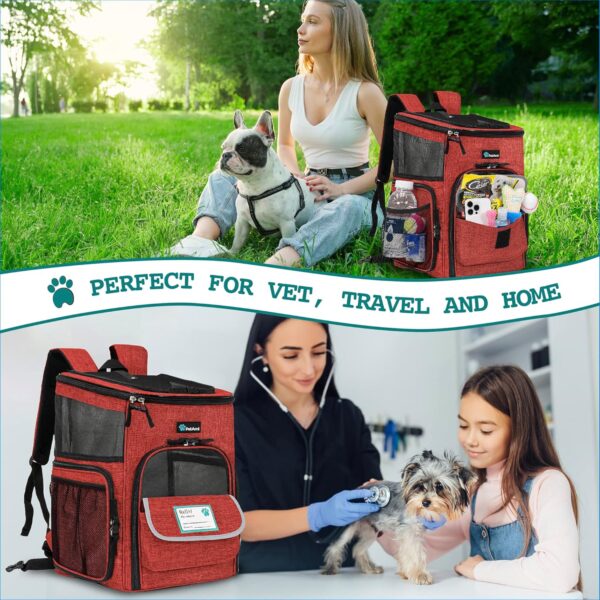 PetAmi Dog Backpack Carrier, Airline Approved Cat Backpacks for Carrying Small Large Cats, Pet Carrier Back Pack, Ventilated Soft Sided for Travel, Hiking, Camping, Max 18 lbs, Red - Image 7