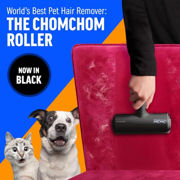 Chom Chom Roller Pet Hair Remover and Reusable Lint Roller - Black ChomChom Cat and Dog Hair Remover for Furniture, Couch, Carpet, Clothing and Bedding - Portable, Multi-Surface Fur Removal Tool - Image 2