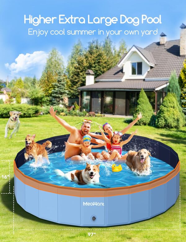 Meowant Extra Large Dog Pool Foldable 97'', Hard Plastic Dog Swimming Pool Kiddie Pool, Collapsible Dog Pet Bath Pool, Portable Deep Dog Pools for Large Dogs (5XL-97'' × 16'') - Image 2