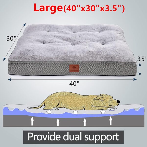 Dog Bed for Large Dogs and Medium Dogs.Dog Crate Bed,Dog Mat with Waterproof Urine Proof Liner.Luxury and Super Soft Dog Bed.with Removable and Washable Bed Cover and Lining Grey pet Bed - Image 6