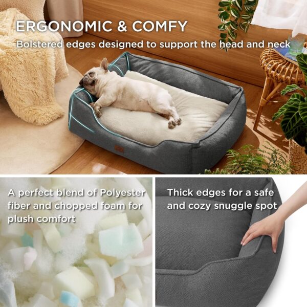 Bedsure Washable Dog Bed for Medium Dogs - Waterproof All-Season Foam Puppy Beds, Orthopedic Rectangle Cuddle Indoor Cat Beds with Removable Zipper Cover, 30x24x9inches, Grey - Image 2