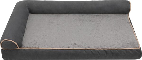 Jumbo XL Orthopedic Dog Bed - Two-Tone Faux Fur & Suede L-Shaped Chaise with Removable Washable Cover - Image 2