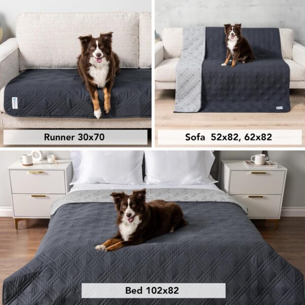 PetAmi Waterproof Couch Cover for Dogs, Waterproof Pet Blanket, Reversible Furniture Cover Sofa Protector for Pet Cat Bed, Washable Waterproof Blanket Dog Cover for Couch Seat, 68x82 Gray - Image 4