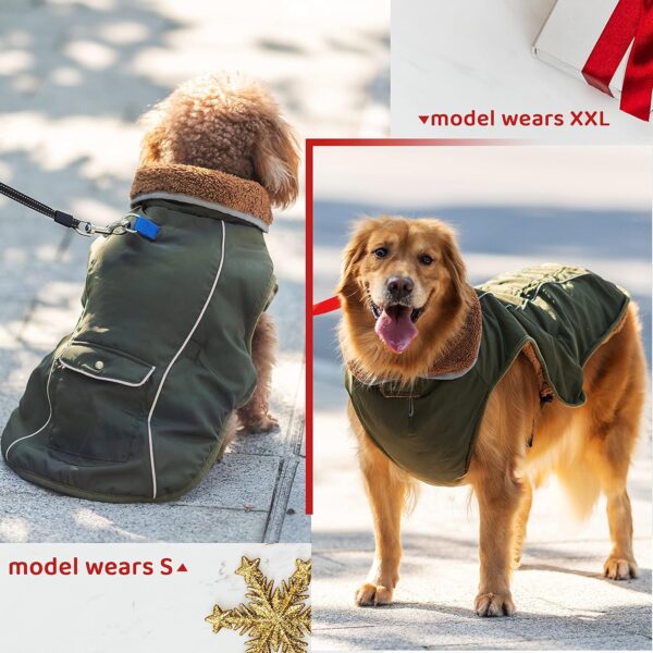 Dog Winter Coat - Warm Dog Clothes for Rain Snow Wind Cold Weather - Reflective Adjustable Cozy Waterproof Windproof Dog Vest Jacket with Leash Hole for Small Medium Large Dogs Indoor Outdoor - Image 6