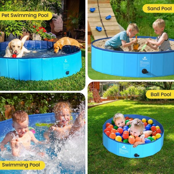 Pawaboo Foldable Dog Pool, Collapsible Pet Bath Pool Bathing Tub, Hard Plastic Doggie Wading Pool for Indoor and Outdoor, Portable Dog Swimming Pool for Small Medium Large Dogs and Cats (39"x12" - Image 7