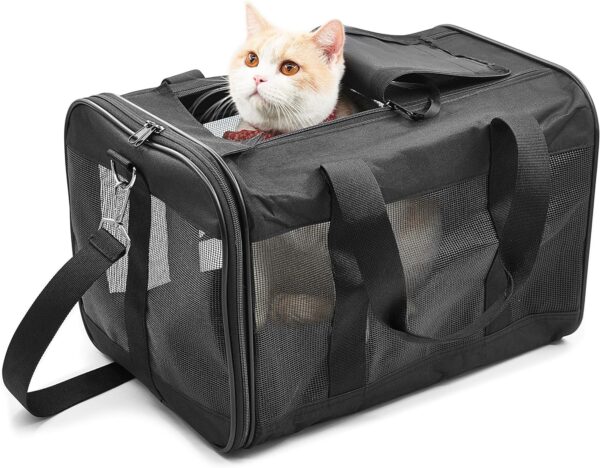 Pet Travel Carrier Soft Sided Portable Bag for Cats, Small Dogs, Kittens or Puppies 17 lbs Max, Collapsible, Durable, Airline Approved, Travel Friendly (Medium)