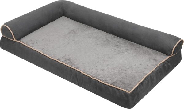 Jumbo XL Orthopedic Dog Bed - Two-Tone Faux Fur & Suede L-Shaped Chaise with Removable Washable Cover - Image 3