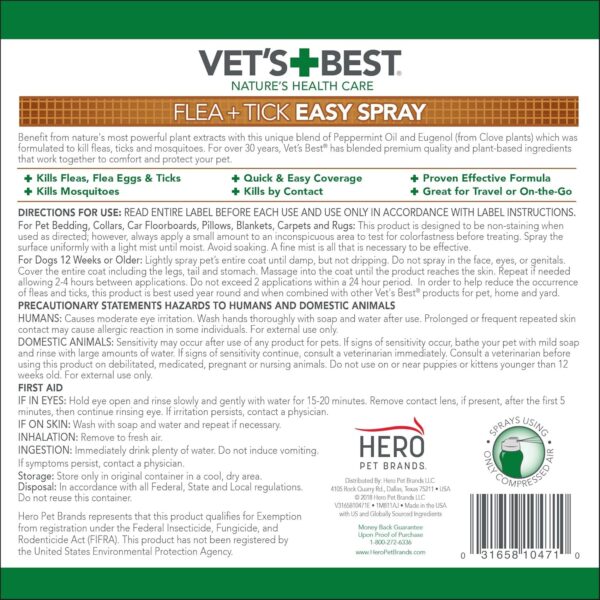 Vet's Best Flea and Tick Easy Spray | Flea Treatment for Dogs and Home |Plant-Based Formula | 6.3 Ounces - Image 2