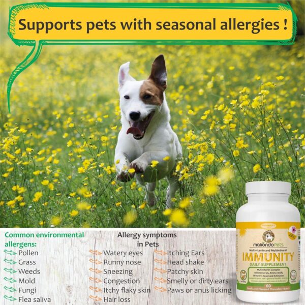 Immune Support Dog Supplement - Dog Allergy Relief with Vitamins, Minerals, Echinacea and Brewers Yeast for Dogs - Immunity Dog Health Supplies, Dog Itch Relief - Cat & Dog Vitamins and Supplements - Image 4