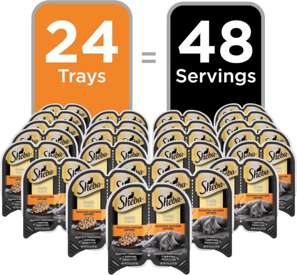 SHEBA PERFECT PORTIONS Cuts in Gravy Wet Cat Food Trays (24 Count, 48 Servings), Roasted Chicken Entrée, Easy Peel Twin-Pack Trays - Image 2