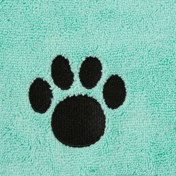 Bone Dry Pet Robe Collection, Embroidered Absorbent Microfiber Bath Robe with Adjustable Closure, for Dogs & Cats, X-Small, Aqua - Image 4