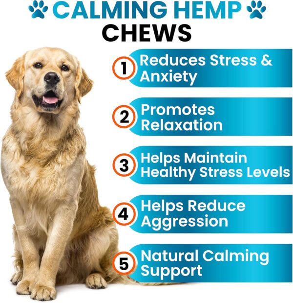 Hemp Calming Chews Treats for Dogs Anxiety Relief & Stress - Travel, Thunder, Separation - Hemp Oil - Valerian - Melatonin for Dogs - Sleep Calming Aid - Pet Soft Bites - Image 2