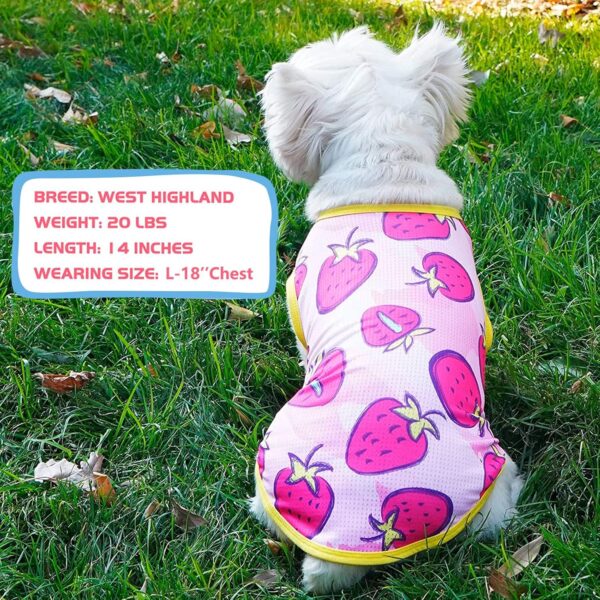 KYEESE 2 Pack Dogs Shirts Quick Dry Lightweight Dog T-Shirts with Reflective Label Tank Top Sleeveless Dog Vest for Small Dogs Puppy Clothes Strawberry Pattern Great for Summer, Large, Strawberry+Rose - Image 9