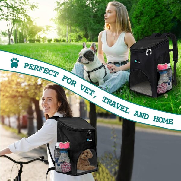 PetAmi Small Dogs and Cat Backpack Carrier, Airline Approved Pet Backpack Carrier, Ventilated, Safety Strap, Buckle Support Designed for Hiking Travel Camping Outdoor, Max 18 lbs (Black) - Image 6