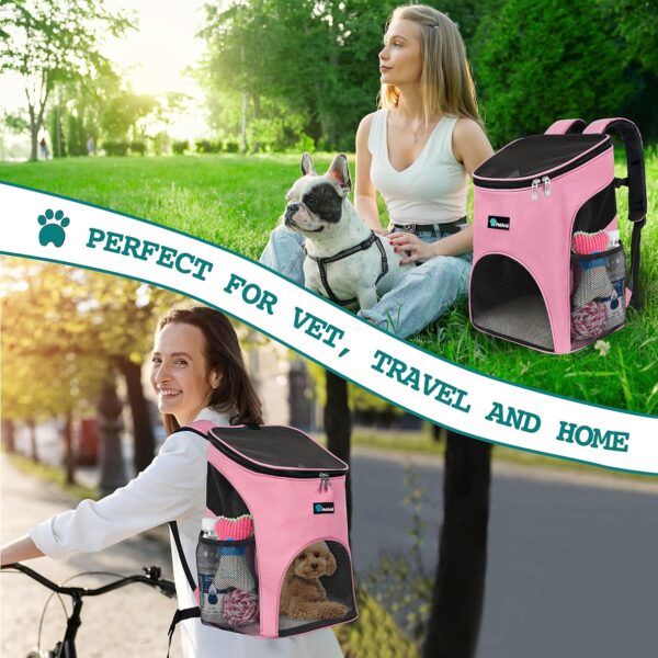 PetAmi Small Dogs and Cat Backpack Carrier, Airline Approved Pet Backpack Carrier, Ventilated, Safety Strap, Buckle Support Designed for Hiking Travel Camping Outdoor, Max 18 lbs (Pink) - Image 6