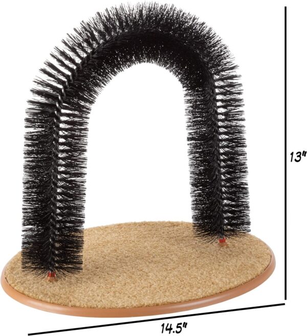 Cat Self-Groomer - Bristle Ring Brush Cat Arch with Carpeted Base, Back Scratcher and Massager for Controlling Shedding and Claws by PETMAKER (Black) - Image 3